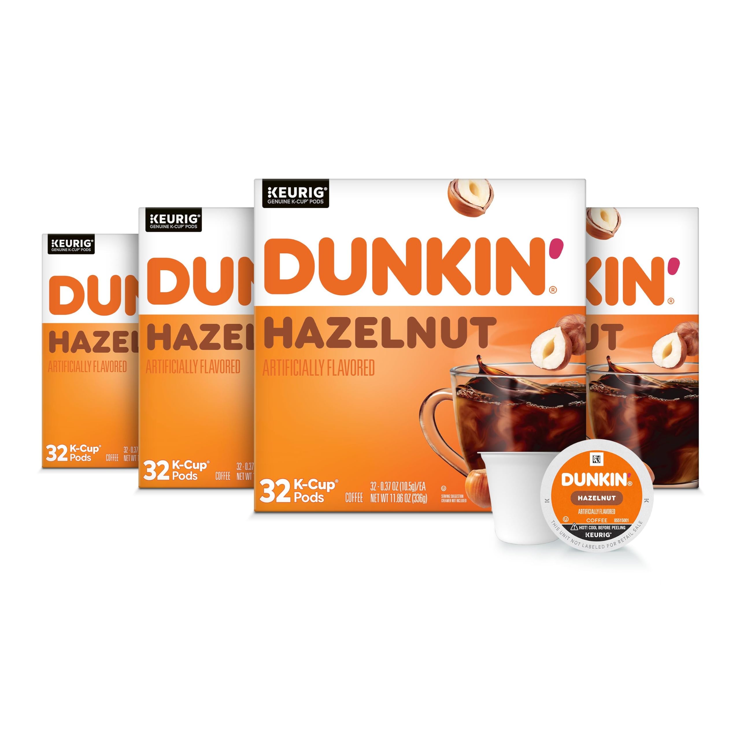 Dunkin' caja frontal mostrando 128 cápsulas y diseño claro
