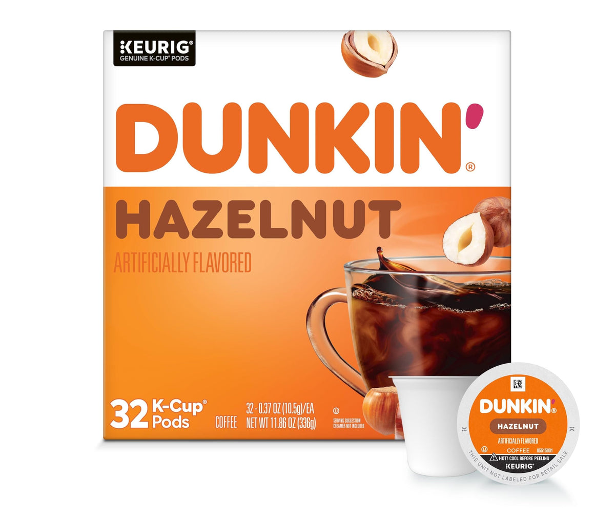 Dunkin’ caja frontal con 32 cápsulas mostrando conveniencia y sabor