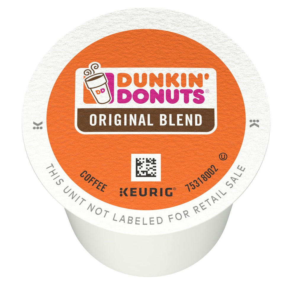 Dunkin' caja frontal con 32 K-Cups mostrando diseño y conveniencia