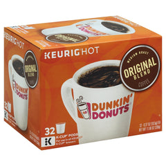 Dunkin' K-Cup en cafetera Keurig preparando taza rápida y consistente