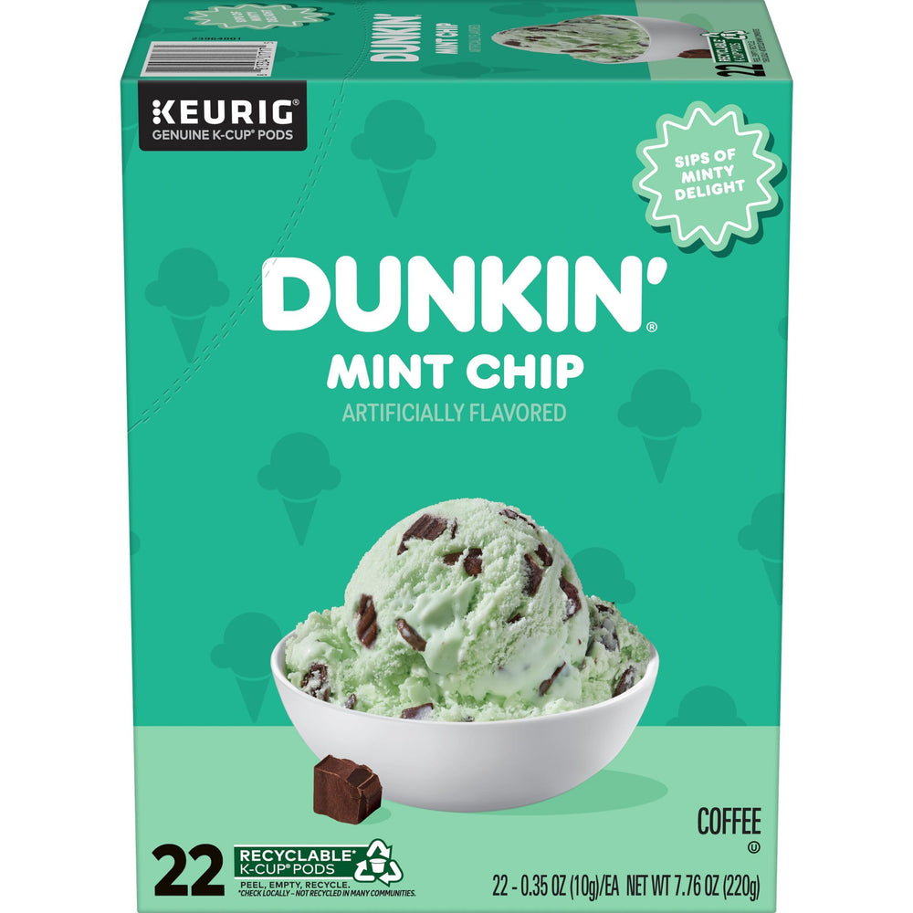 Dunkin' caja frontal del producto que muestra 22 cápsulas, fácil identificación