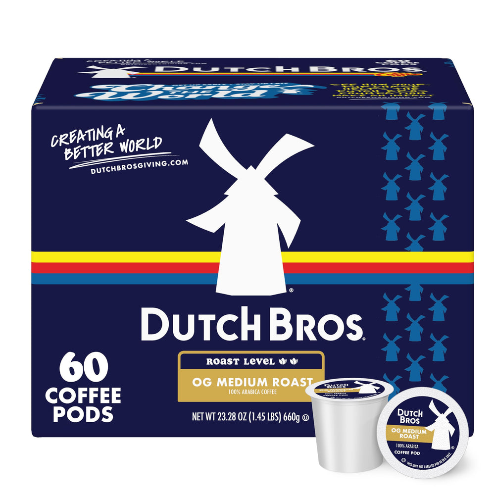 Dutch Bros caja frontal mostrando diseño y sabor equilibrado