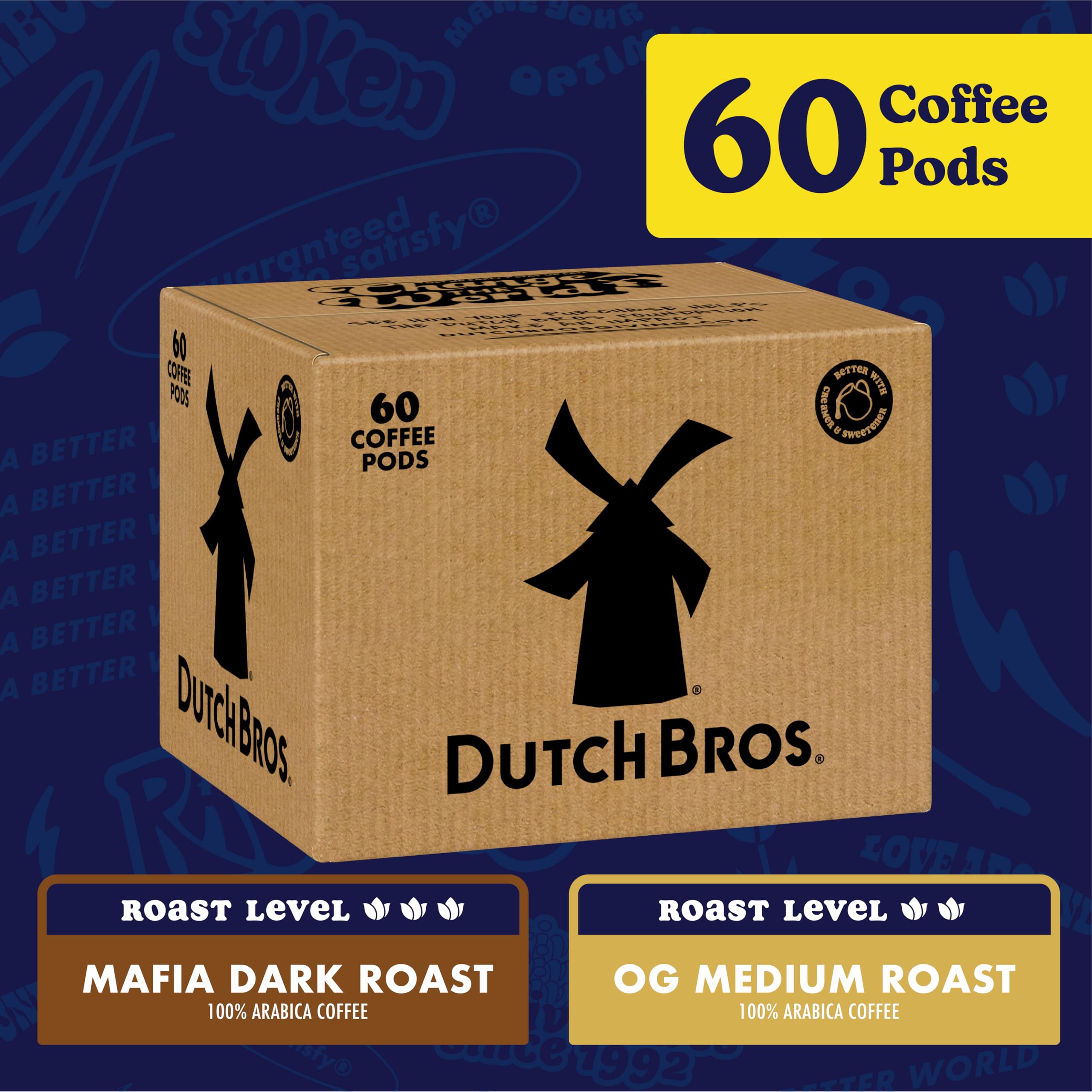 Dutch Bros cápsula OG Medium mostrando color y beneficios balanceados