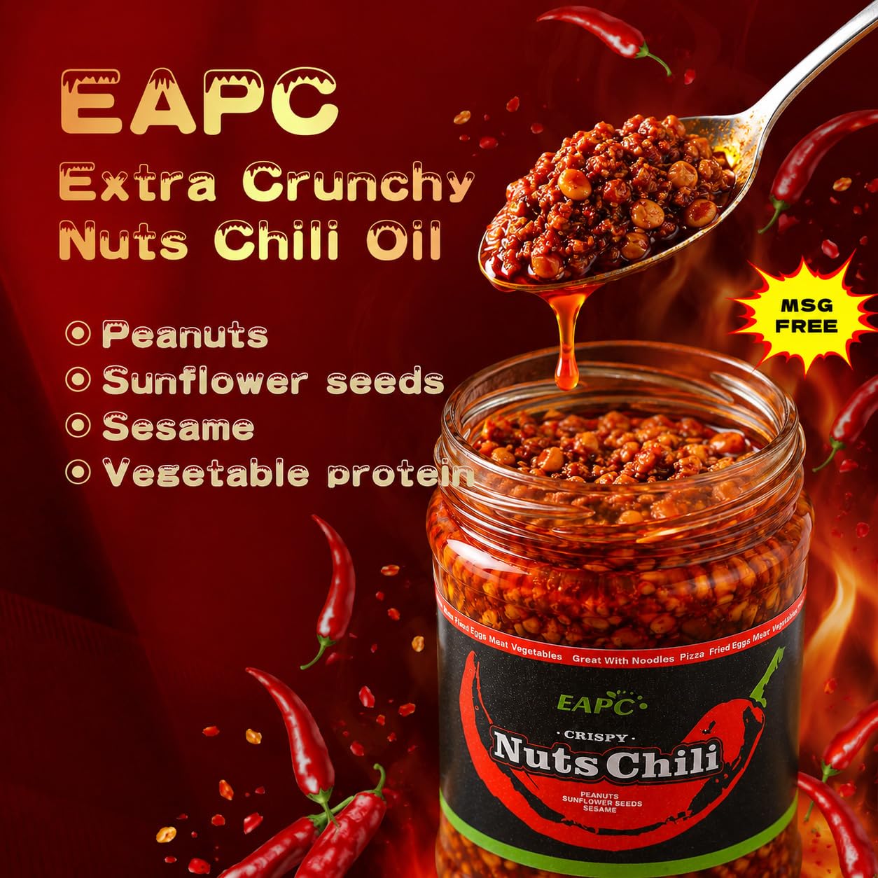 EAPC detalle de textura con cacahuetes y semillas para crujiente notable