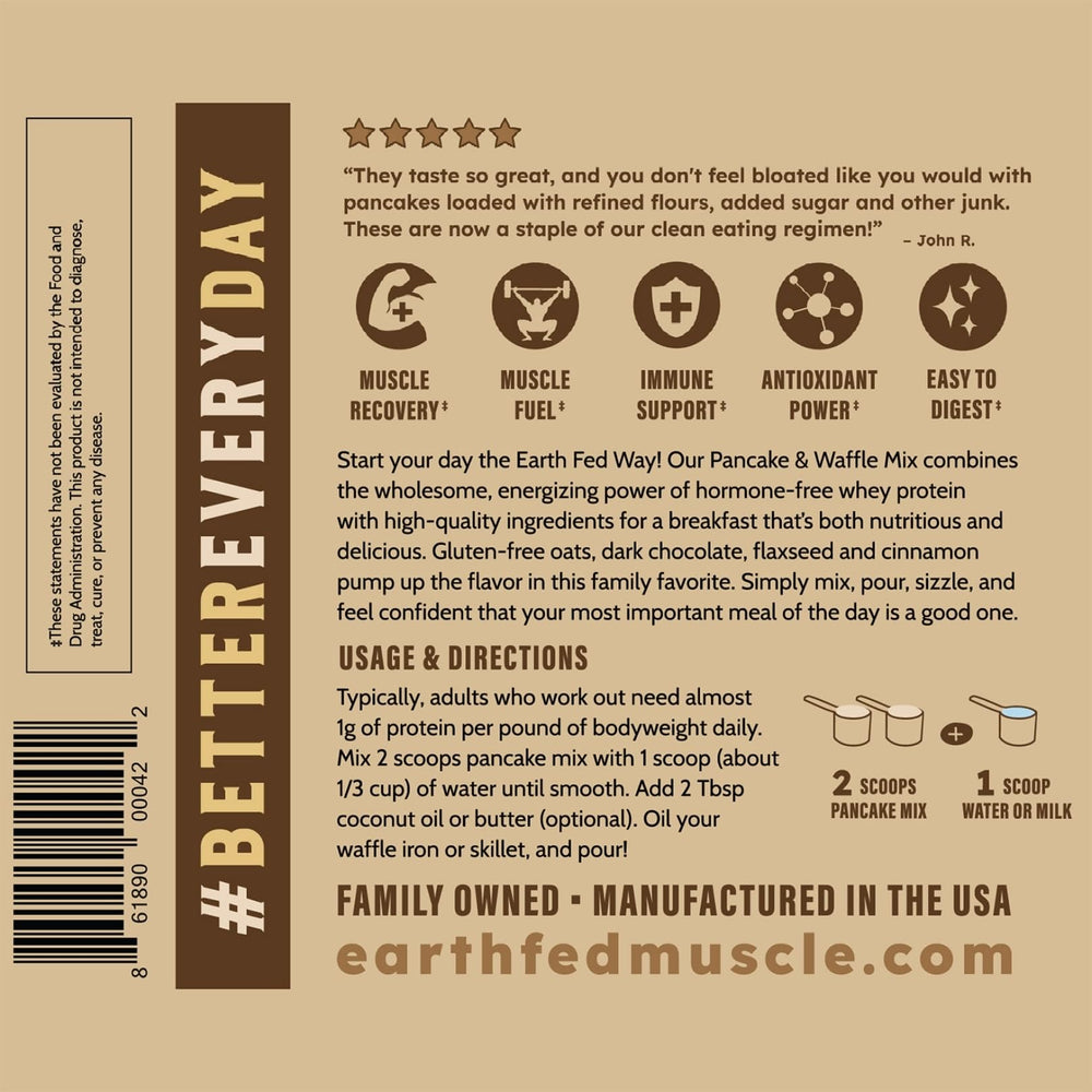 Earth Fed Muscle desayuno servido en mesa, práctico y nutritivo