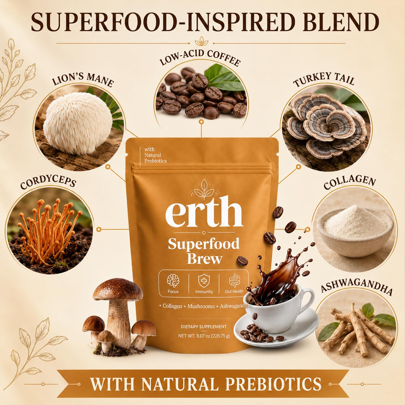 Erth Superfood bolsa resellable abierta para conservación fácil