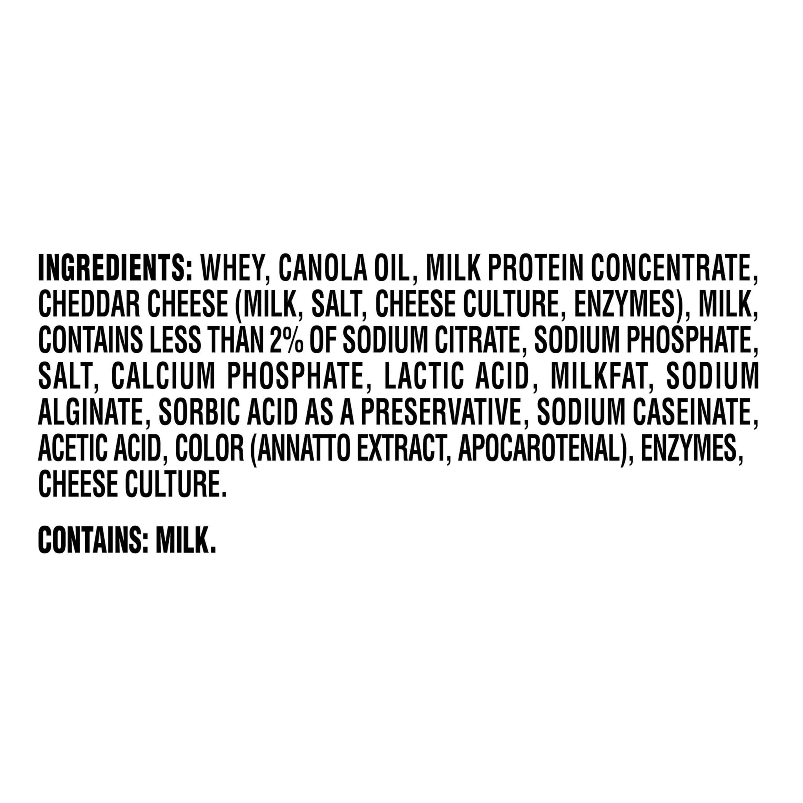 EASY CHEESE detalle de etiqueta con ingredientes y beneficios claros