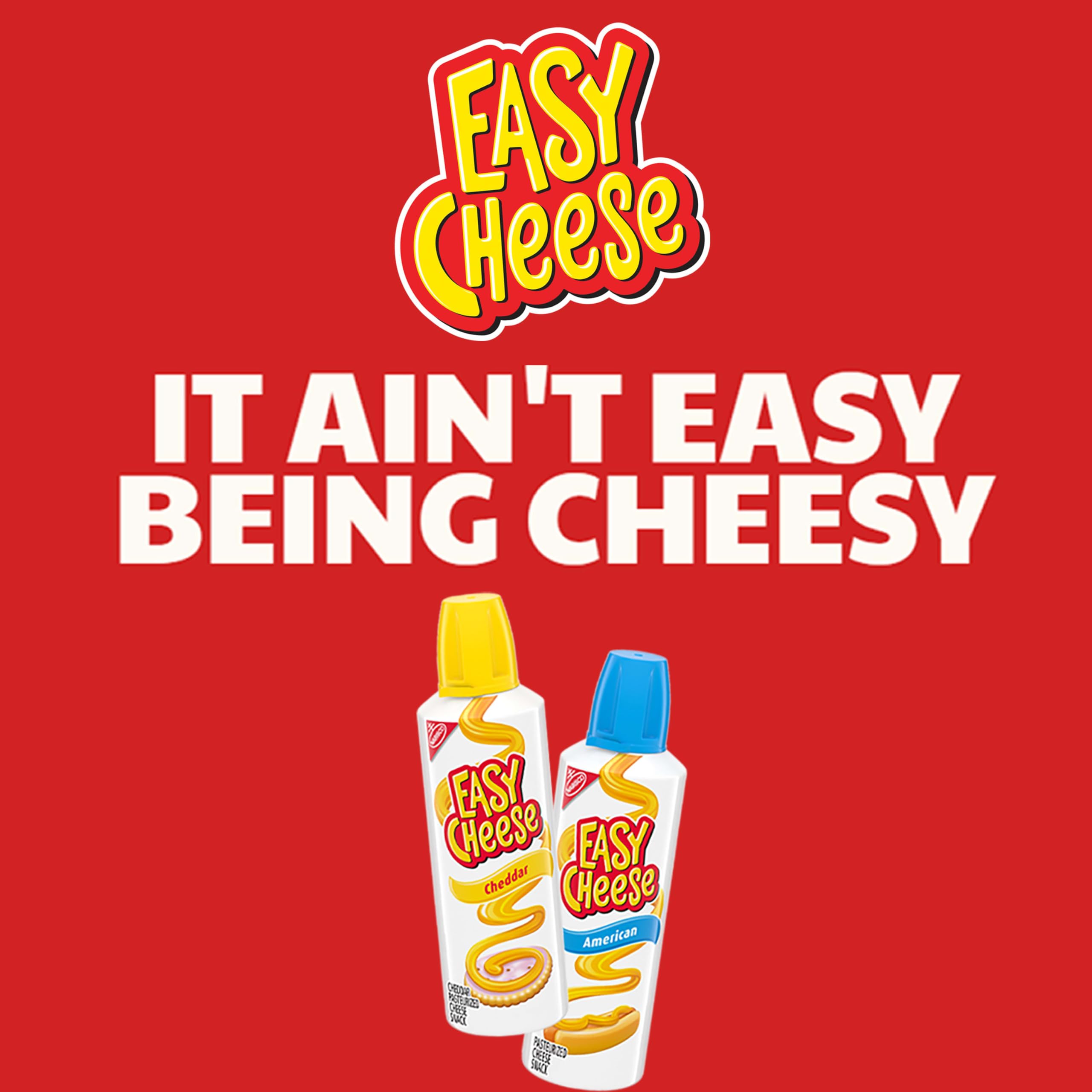 EASY CHEESE rociado en nachos para un topping sabroso inmediato