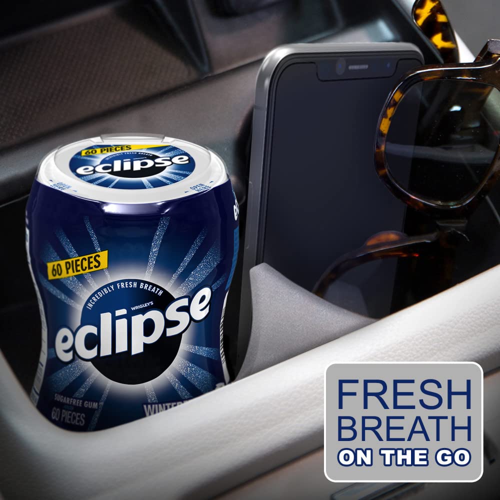 eclipse bote abierto con chicles visibles, almacenamiento práctico