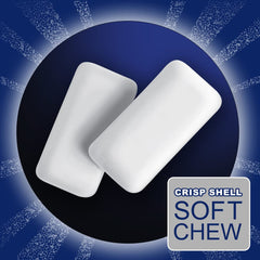 eclipse chicle mordido mostrando centro masticable, sabor intenso