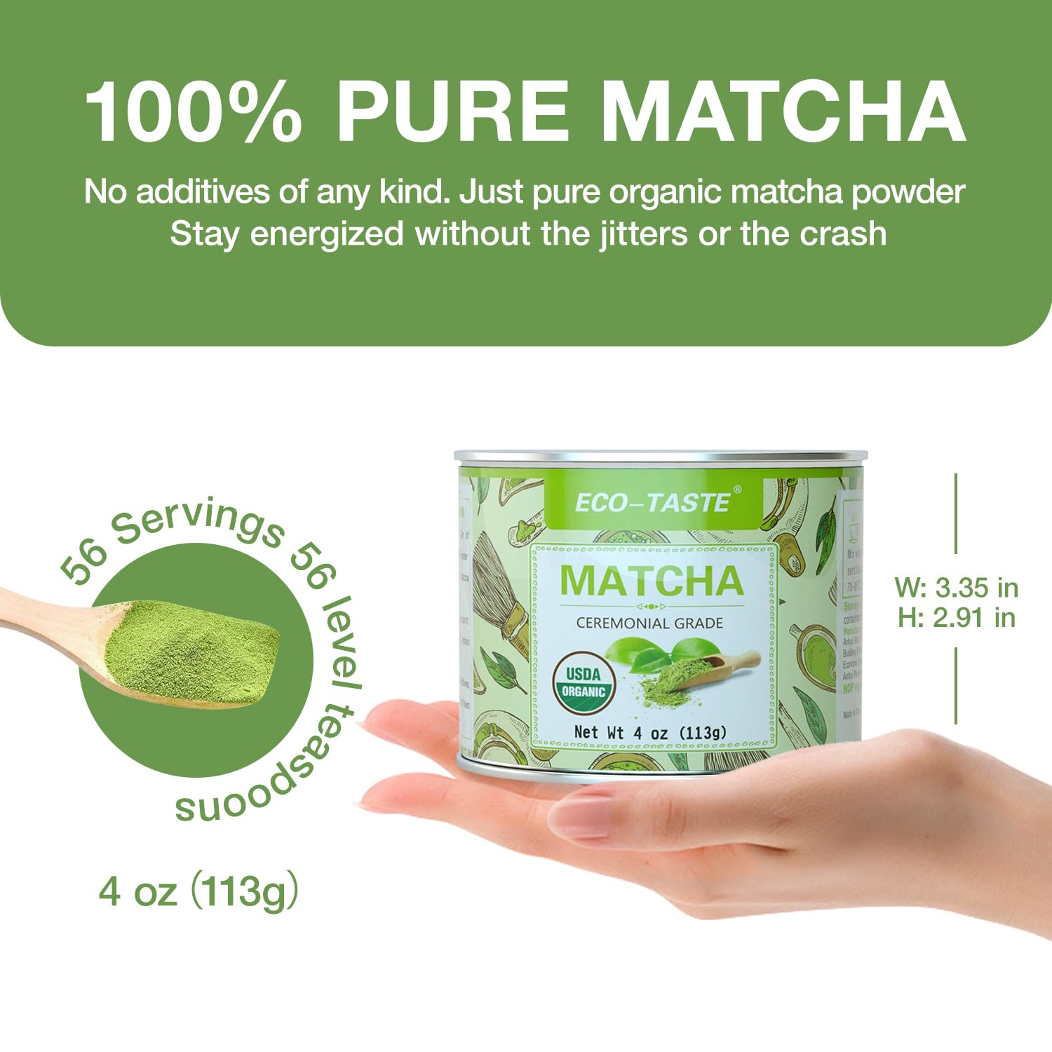 ECO-TASTE polvo textura fina mostrando color verde y fácil disolución