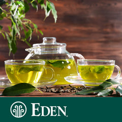Eden Genmaicha arroz integral tostado en cuenco, aroma y cuerpo