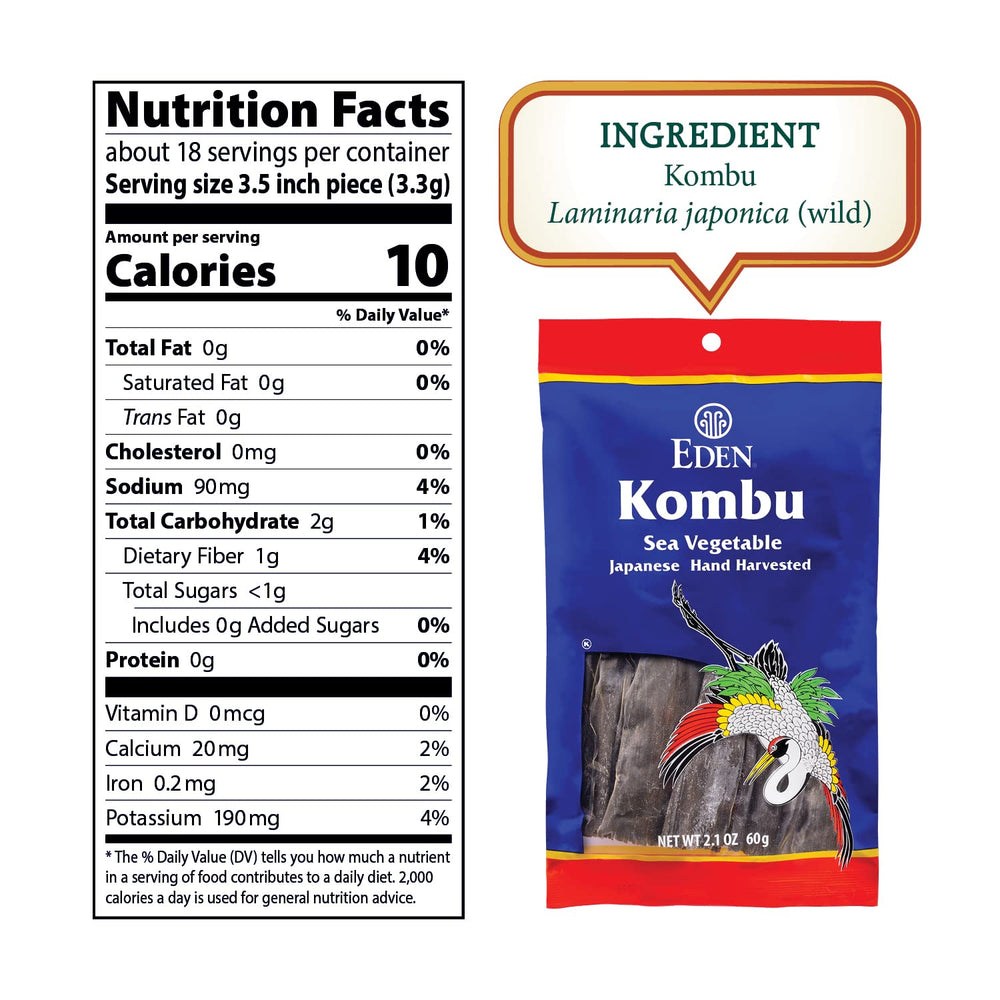 CREATION AND MAINTENANCE OF PURITY IN FOOD Eden Kombu con ingredientes de sopa vegana, aporte de sabor