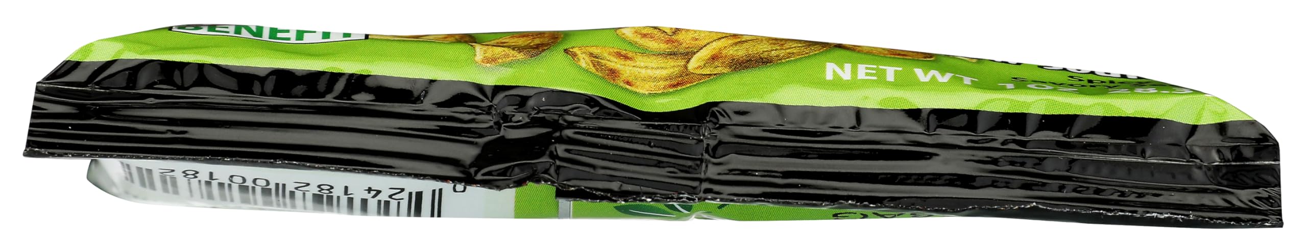Eden Organic bolsa abierta con pepitas dentro, conveniente para llevar y consumir fuera de casa