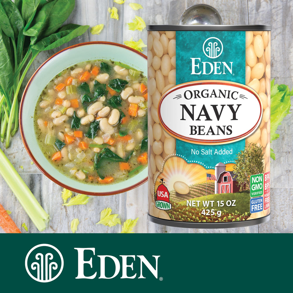 Eden Organic etiqueta con certificaciones orgánico, Non-GMO y kosher visibles