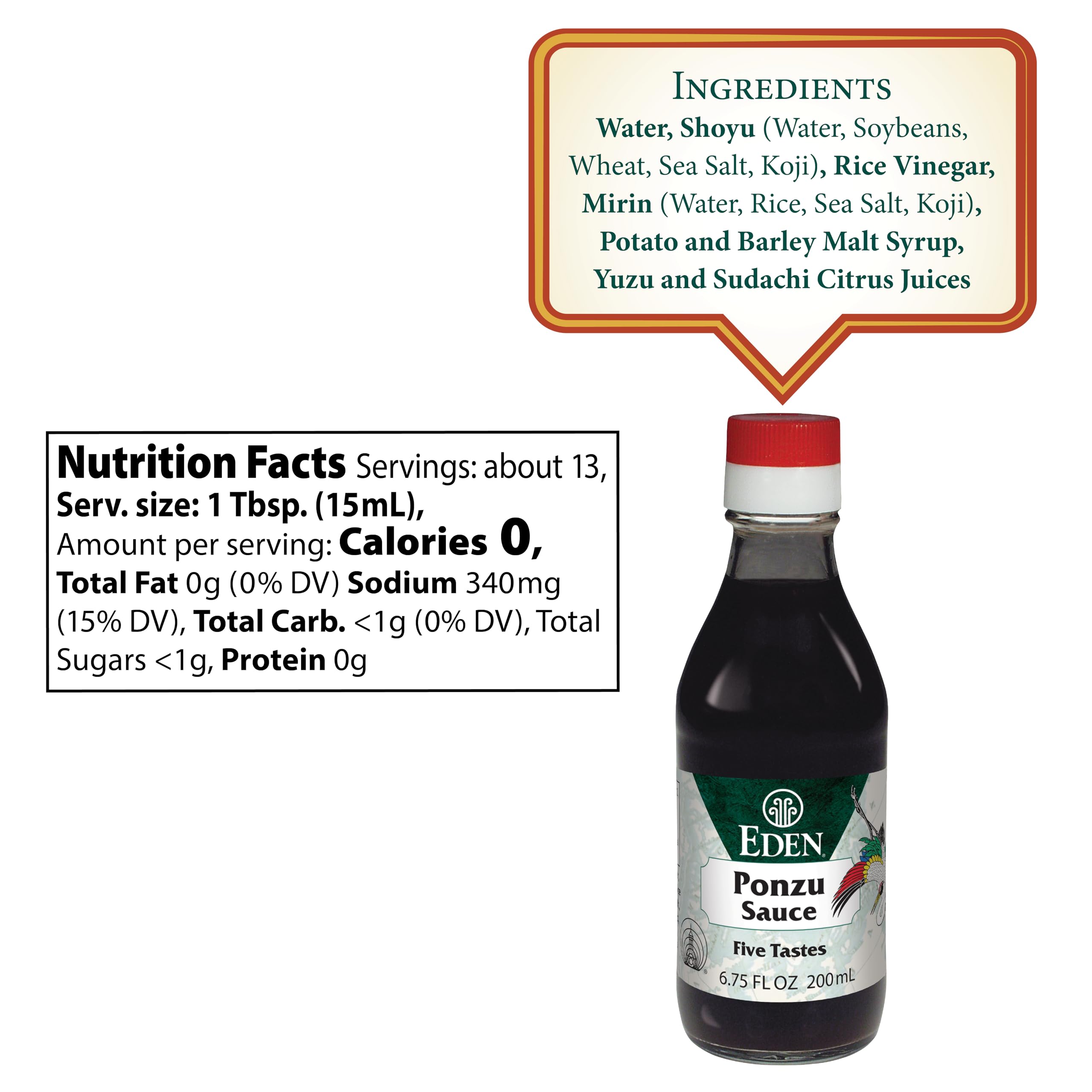 Eden Foods ponzu detalle de etiqueta ingredientes naturales sin aditivos