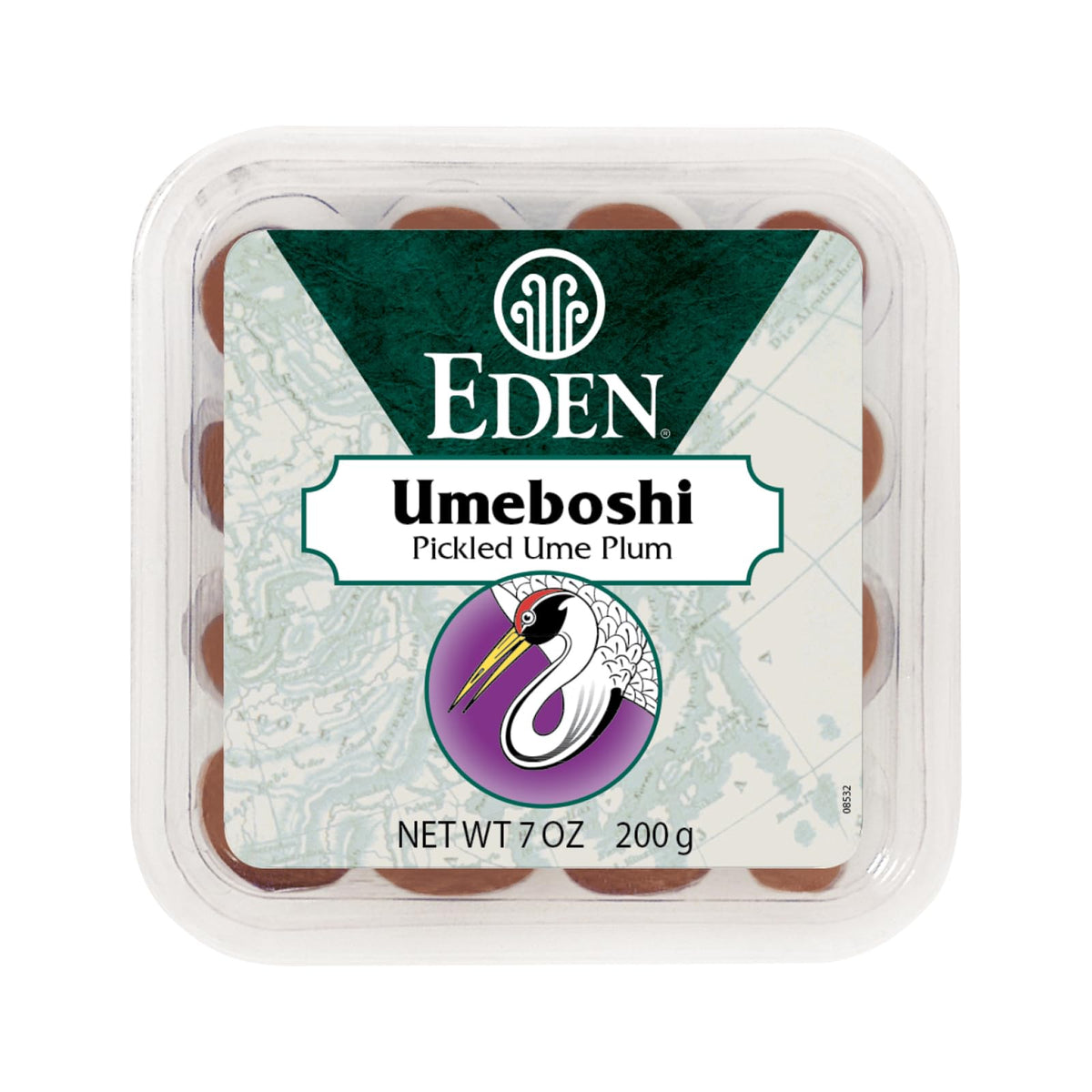 CREATION AND MAINTENANCE OF PURITY IN FOOD frasco frontal de Eden Umeboshi, presentación clara