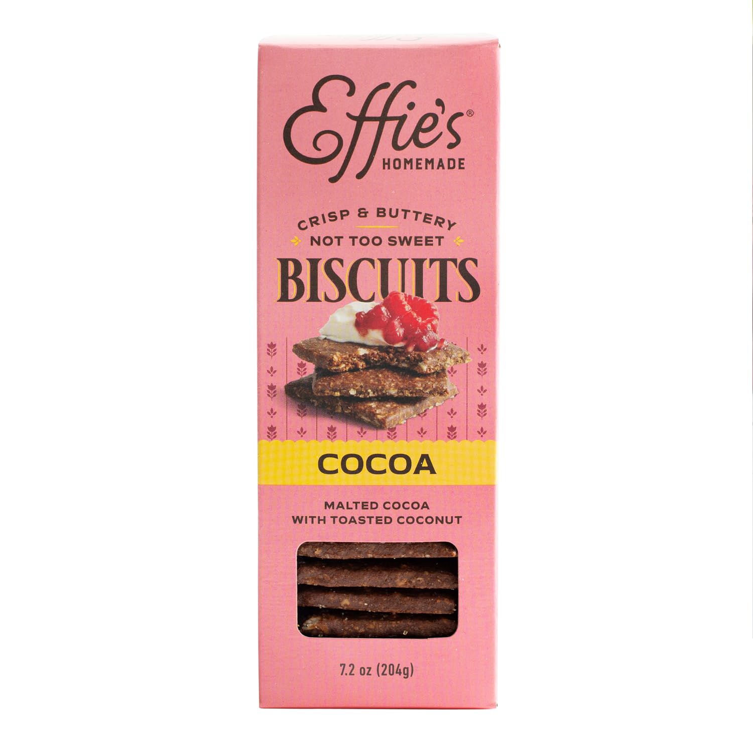 Effie's Homemade paquete frontal mostrando marca y beneficio gourmet