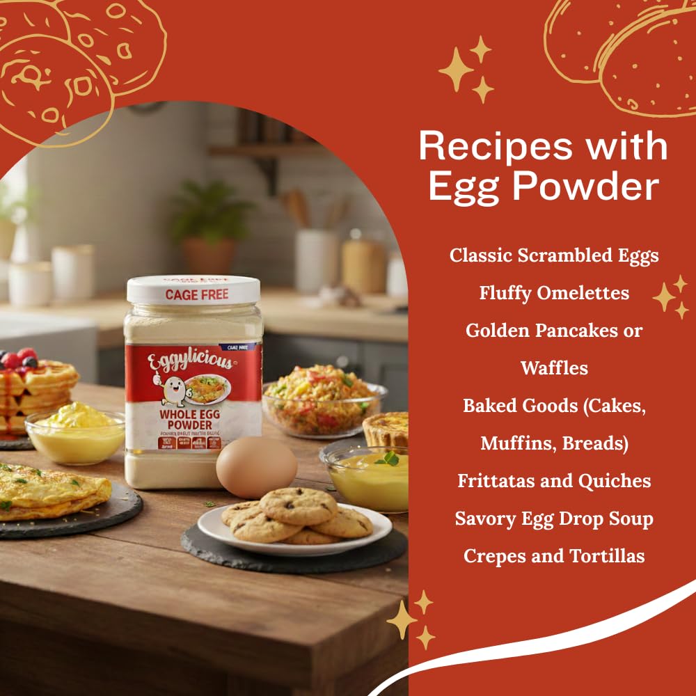 Eggylicious etiqueta de ingredientes resaltando origen cage-free responsable