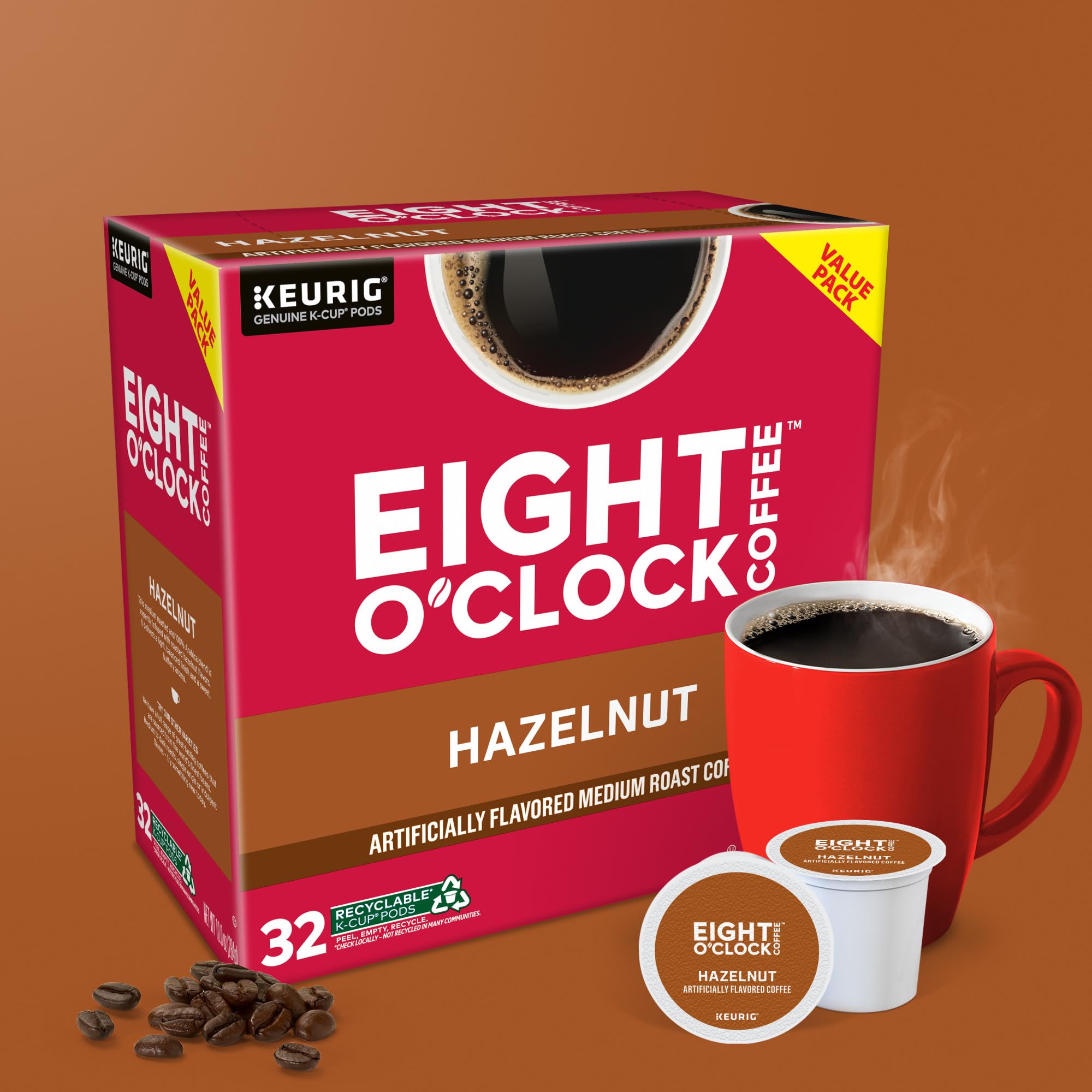 Eight O'Clock Coffee cápsula insertada en Keurig demostrando uso fácil