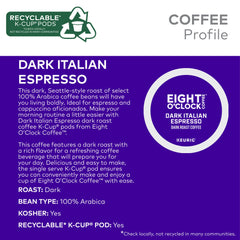 Eight O'Clock Coffee cápsula abierta con granos visibles sabor intenso
