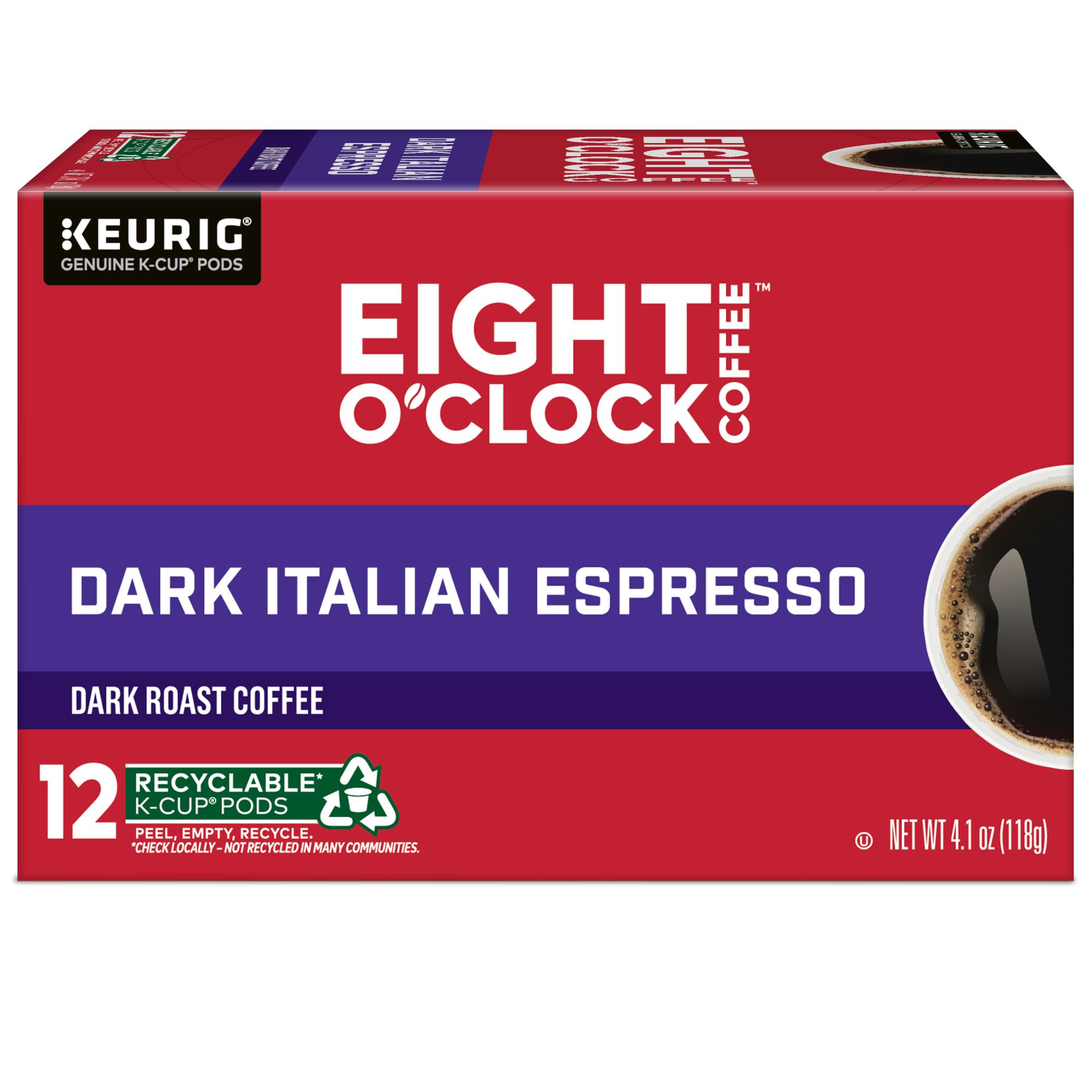 Eight O'Clock Coffee comparación de tamaños de taza muestra versatilidad