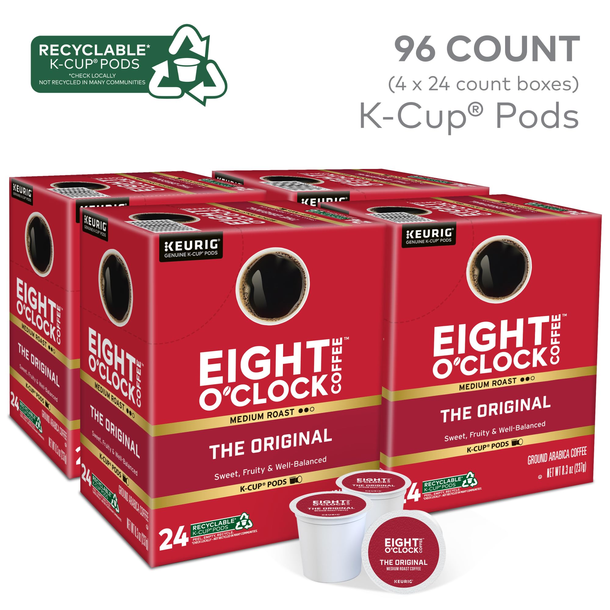 Eight O'Clock Coffee cápsula K-Cup detalle que destaca sellado fresco