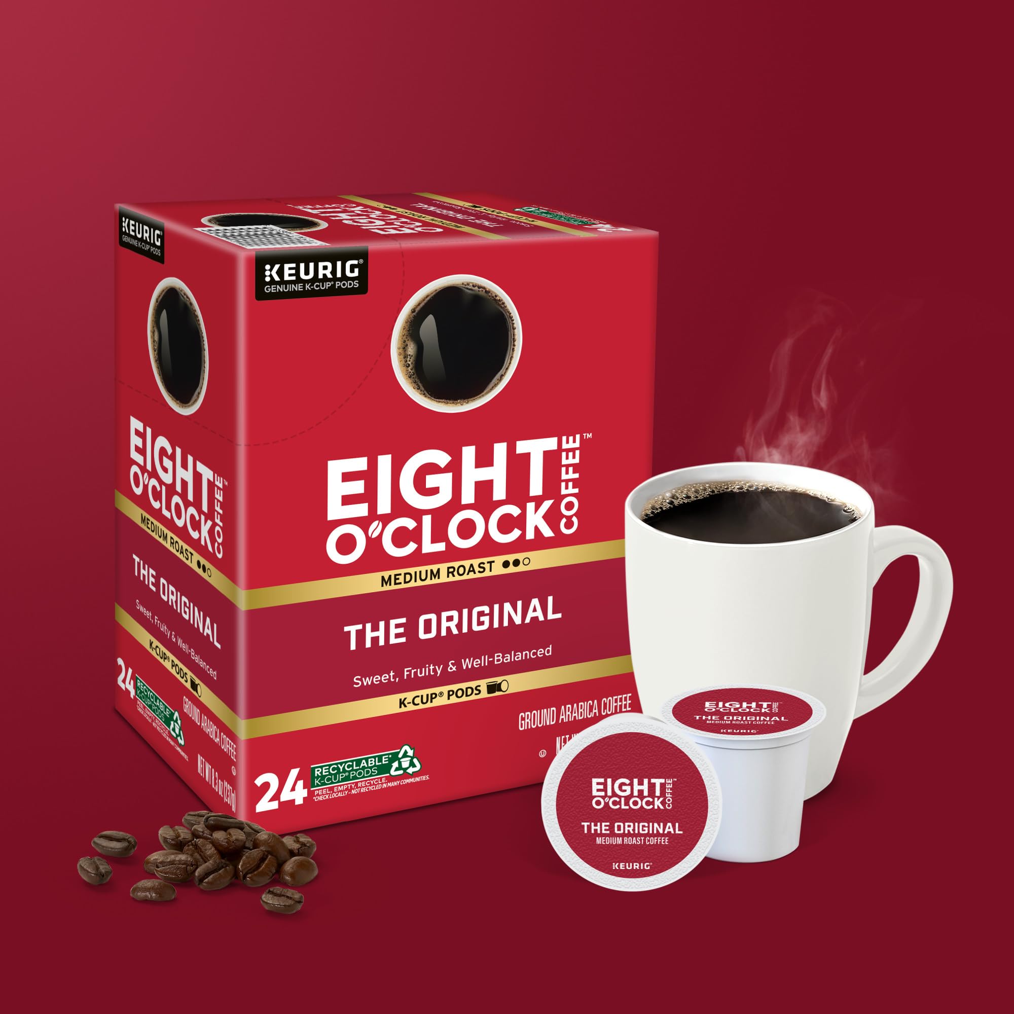 Eight O'Clock Coffee primer plano del café molido mostrando textura homogénea