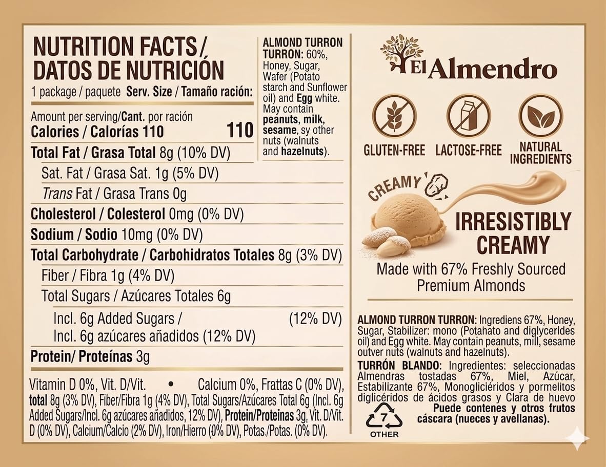 El Almendro detalle de etiqueta con origen y datos de calidad