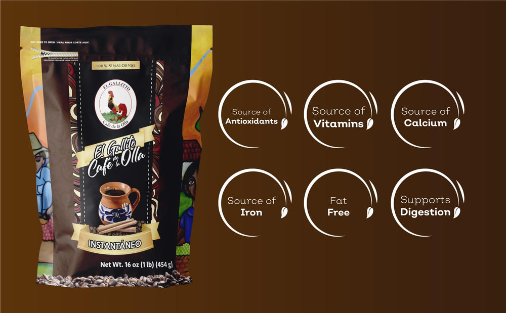 EL GALLITO etiqueta con ingredientes piloncillo, canela y cacao, transparencia en receta