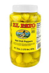 El Pato frasco frontal con chiles amarillos mostrando color y conveniencia