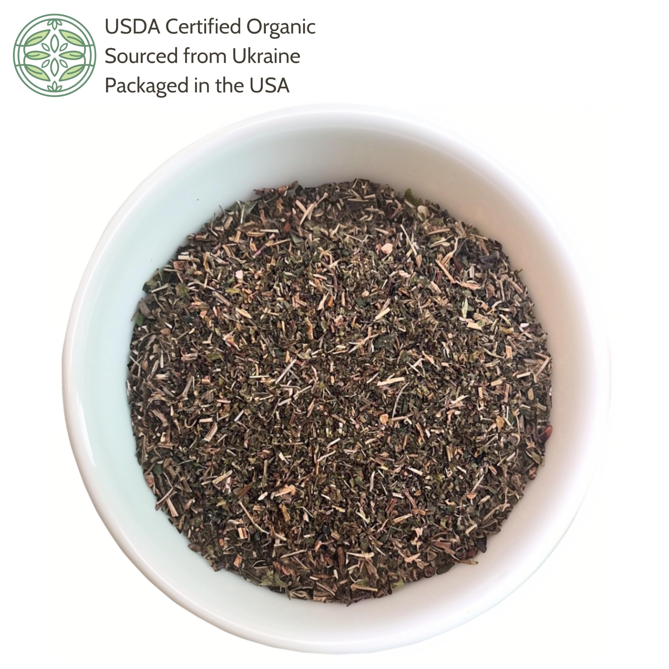 Elanen Naturals detalle de textura de hojas cortadas para infusiones