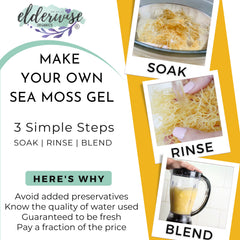 Elderwise Organics Made With Love etiqueta del producto con información visible