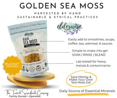 Elderwise Organics Made With Love textura cruda del musgo marino limpia y natural