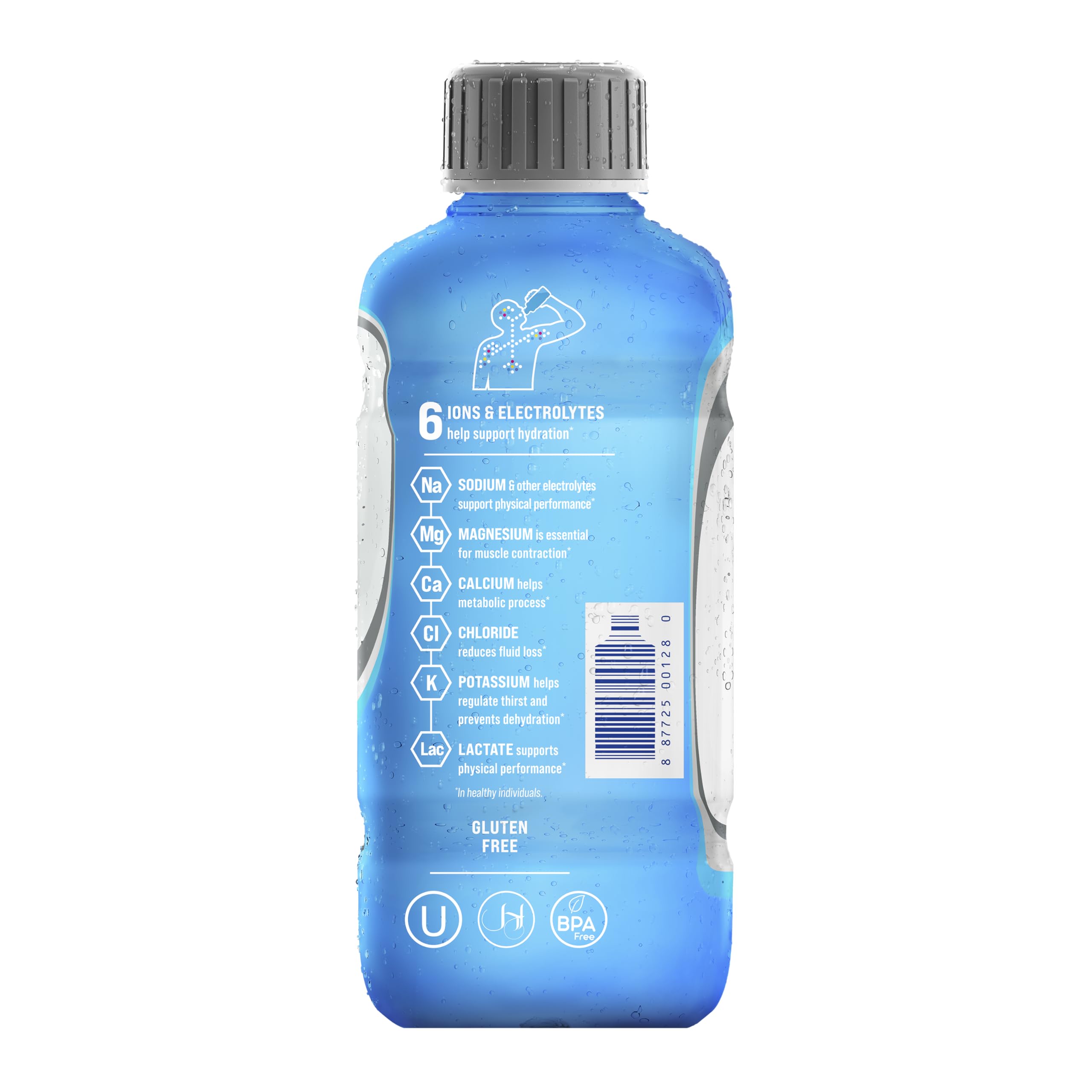 Electrolit líquido azul en vaso mostrando color y transparencia, sensación refrescante