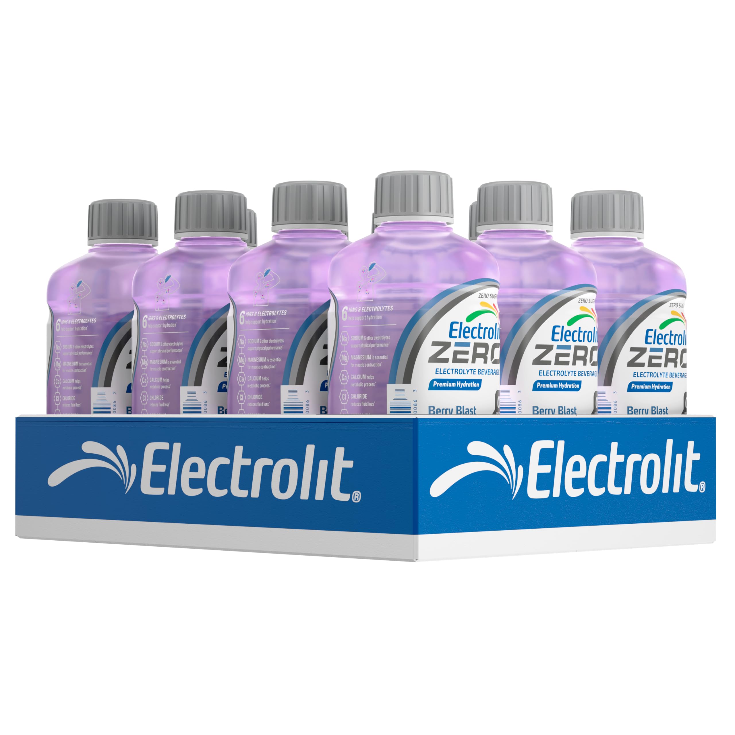 Electrolit botella frontal Berry Blast mostrando diseño y tamaño, hidratación rápida