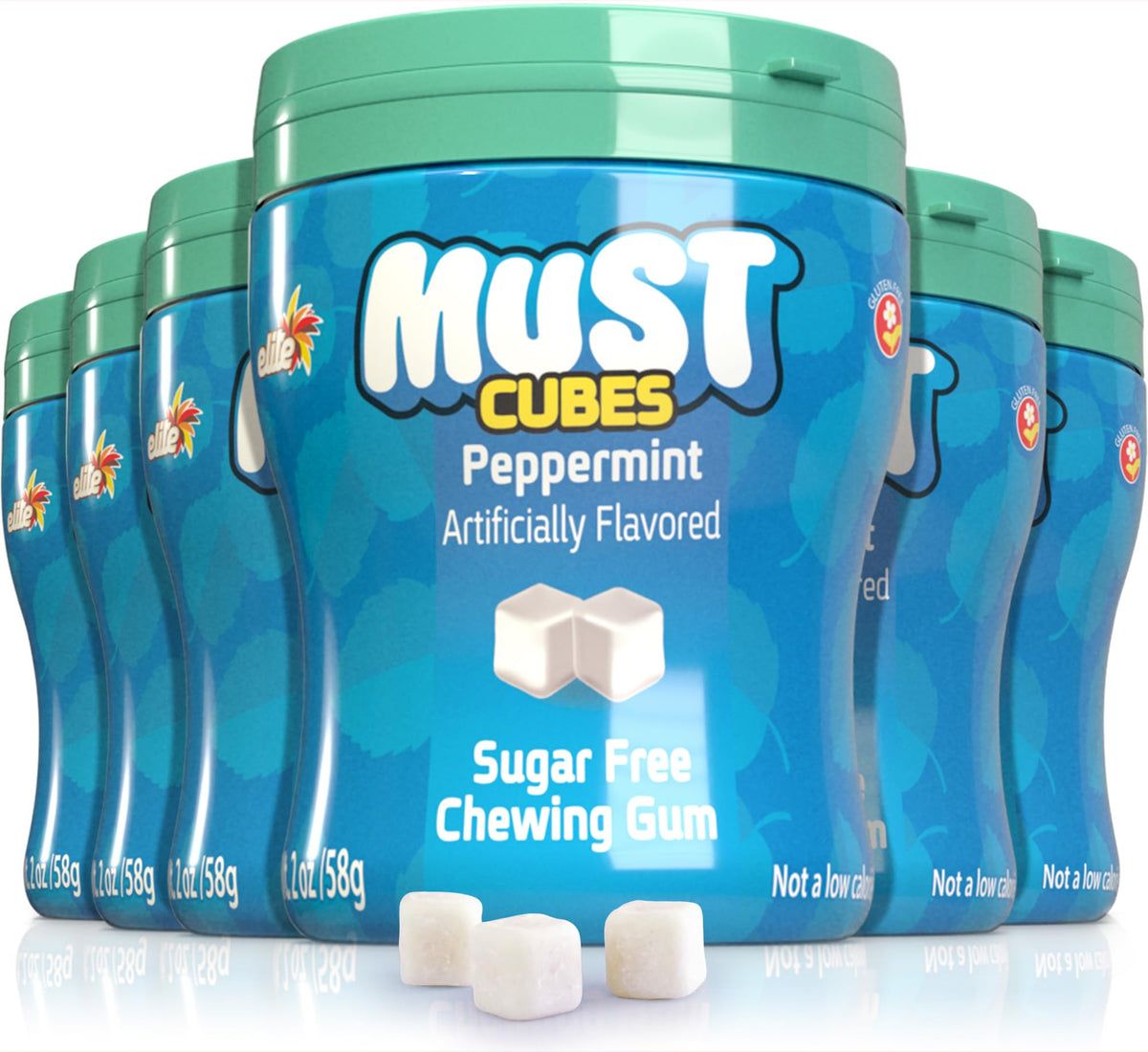ELITE frasco frontal mostrando chicles y portabilidad
