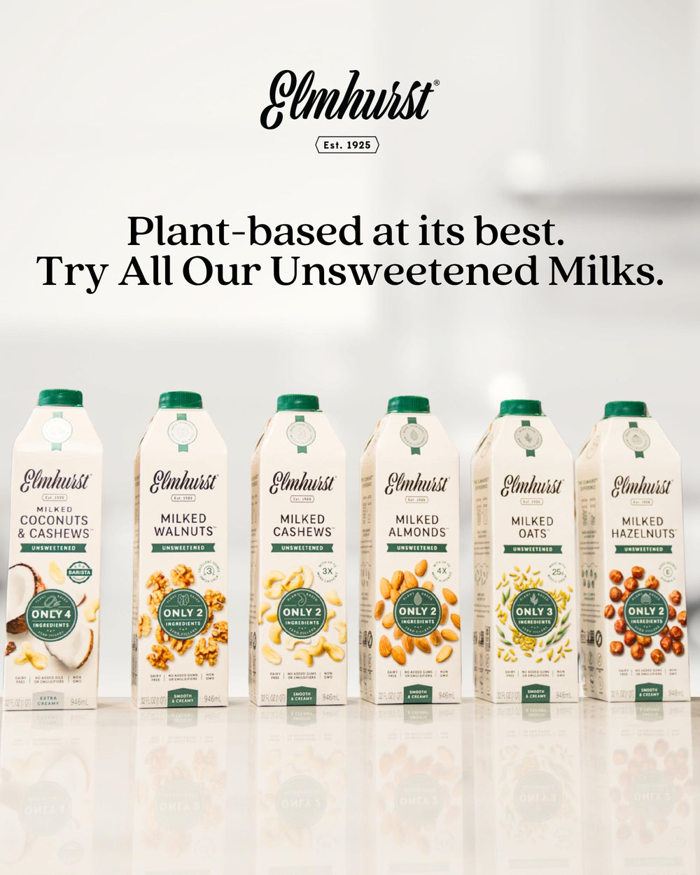 Elmhurst envase en ambiente de cocina, alternativa vegetal para recetas