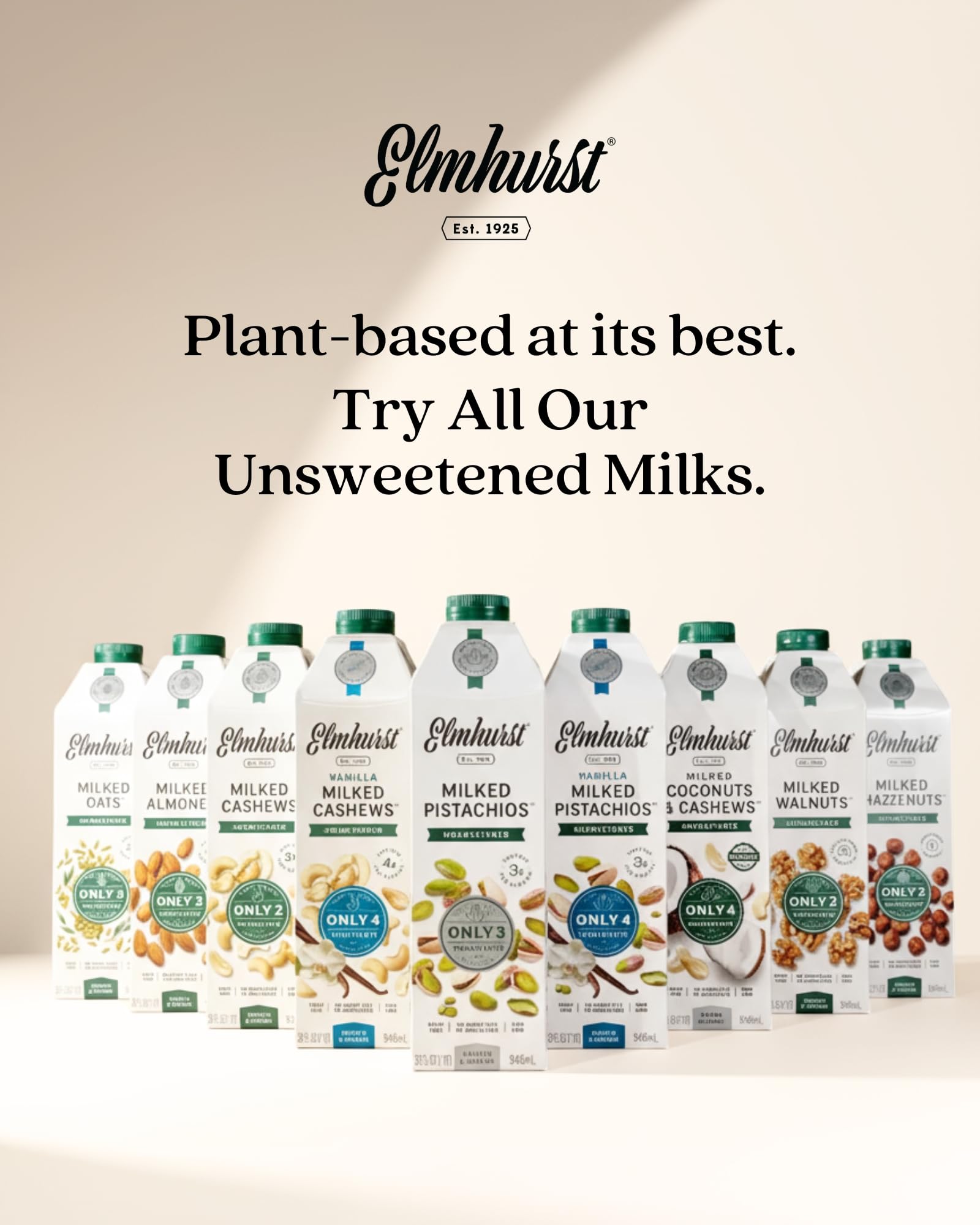 Elmhurst envase junto a vaso para comparar tamaño y porciones