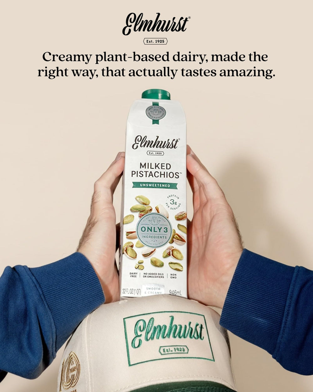 Elmhurst etiqueta nutricional enfocada en proteínas y vitaminas