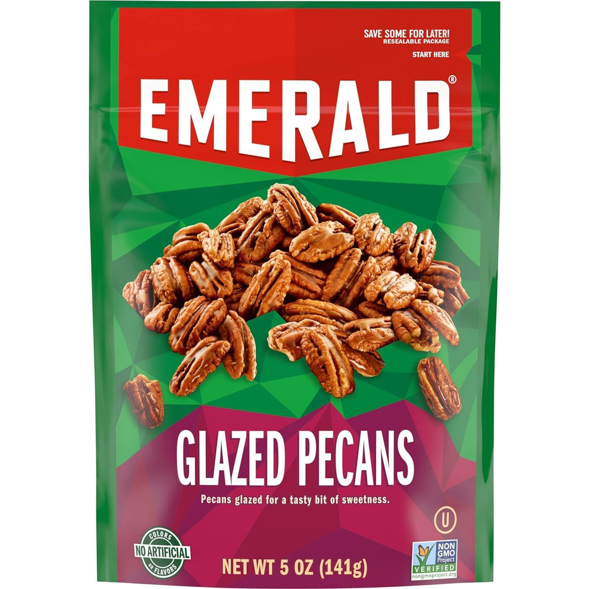 Emerald frente del paquete 5 oz mostrando etiqueta y tamaño práctico