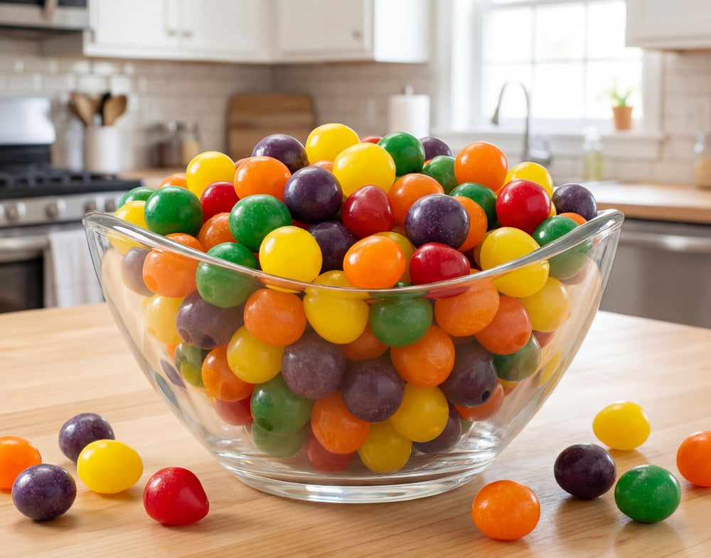 Comparación de tamaño EMPORIUM CANDY muestra piezas del bocado práctico