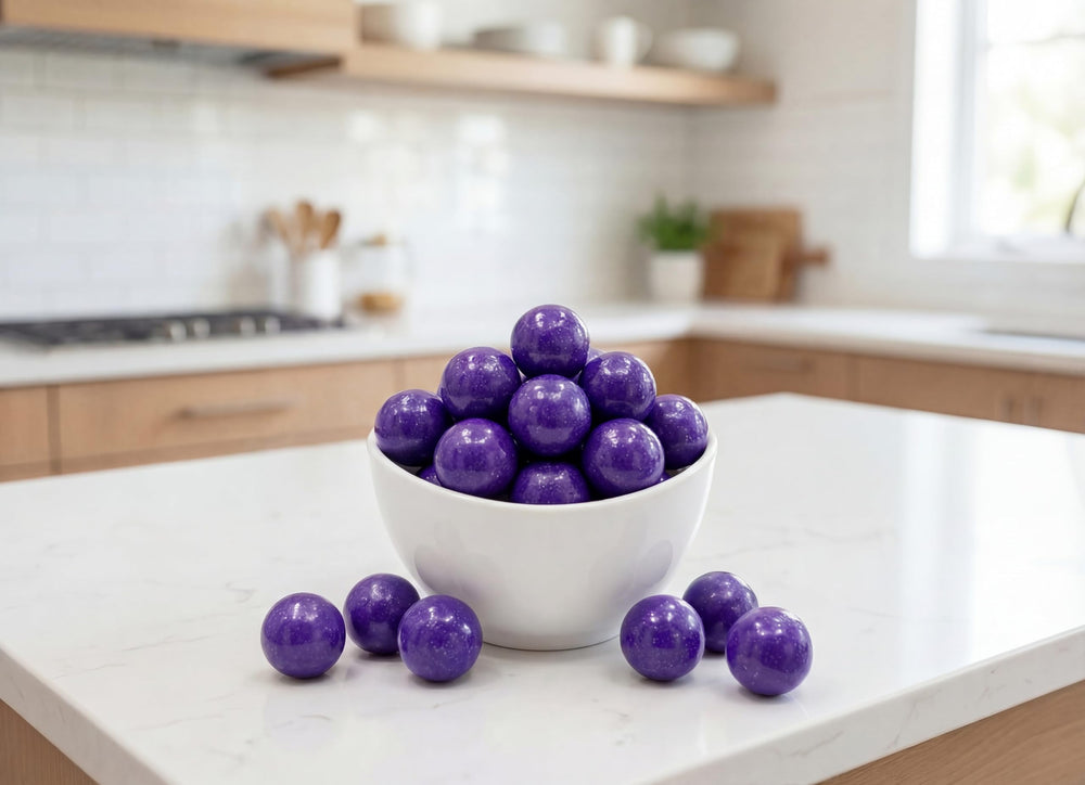 EMPORIUM CANDY gumballs etiqueta nutricional visible, muestra información clara