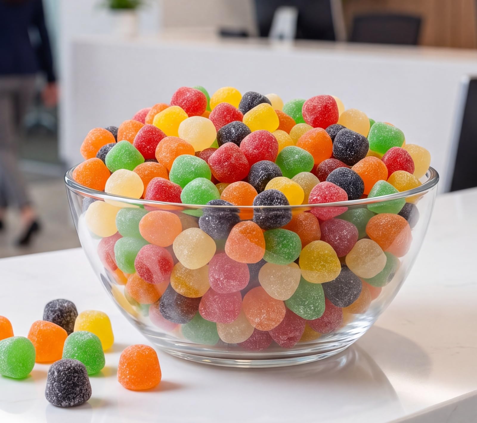 Emporium Candy persona probando una spice drop, demuestra textura y sabor