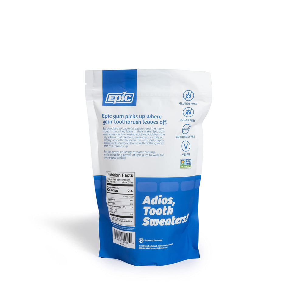 Epic etiqueta nutricional legible mostrando xilitol y ausencia de aspartame