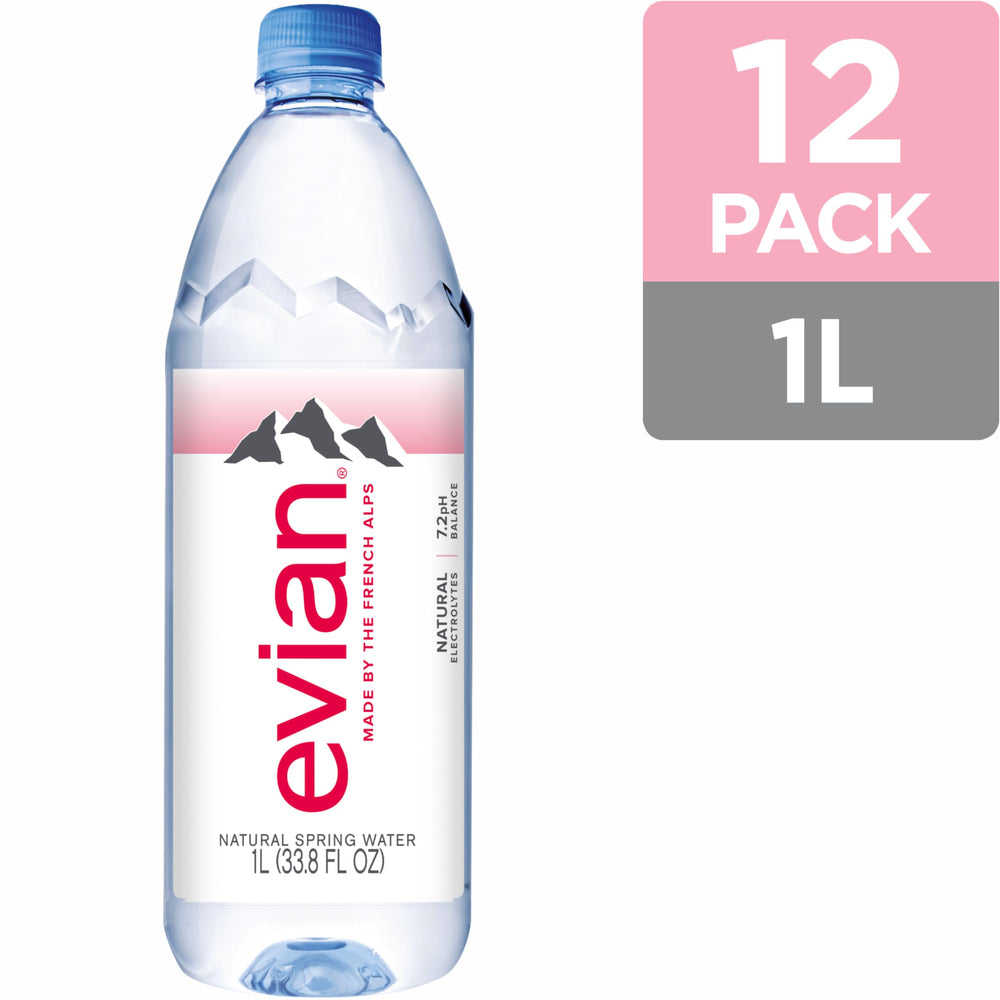 evian etiqueta cercana destacando origen alpino y pureza