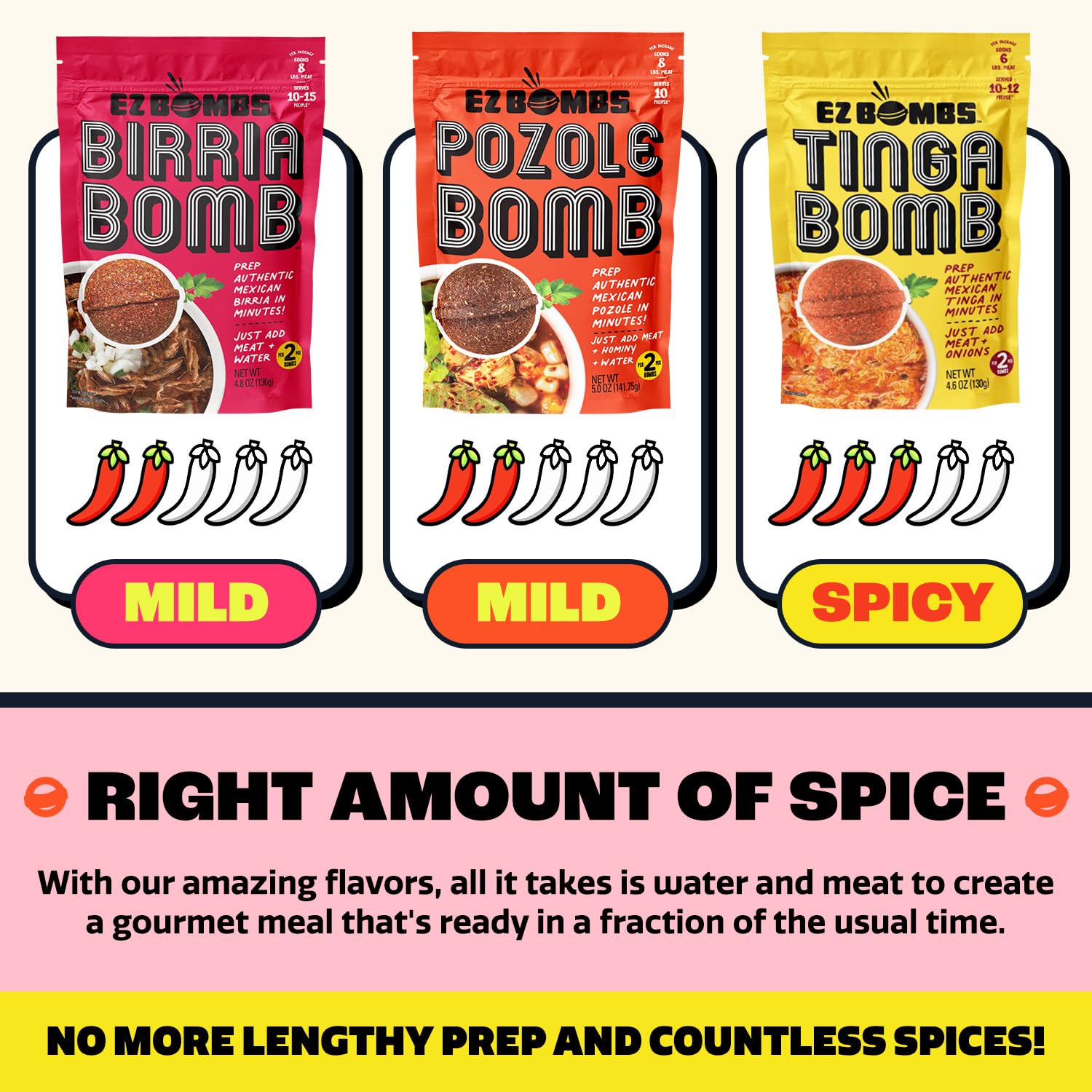 EZ Bombs mano mostrando tamaño y porción ideal para 5–7 personas