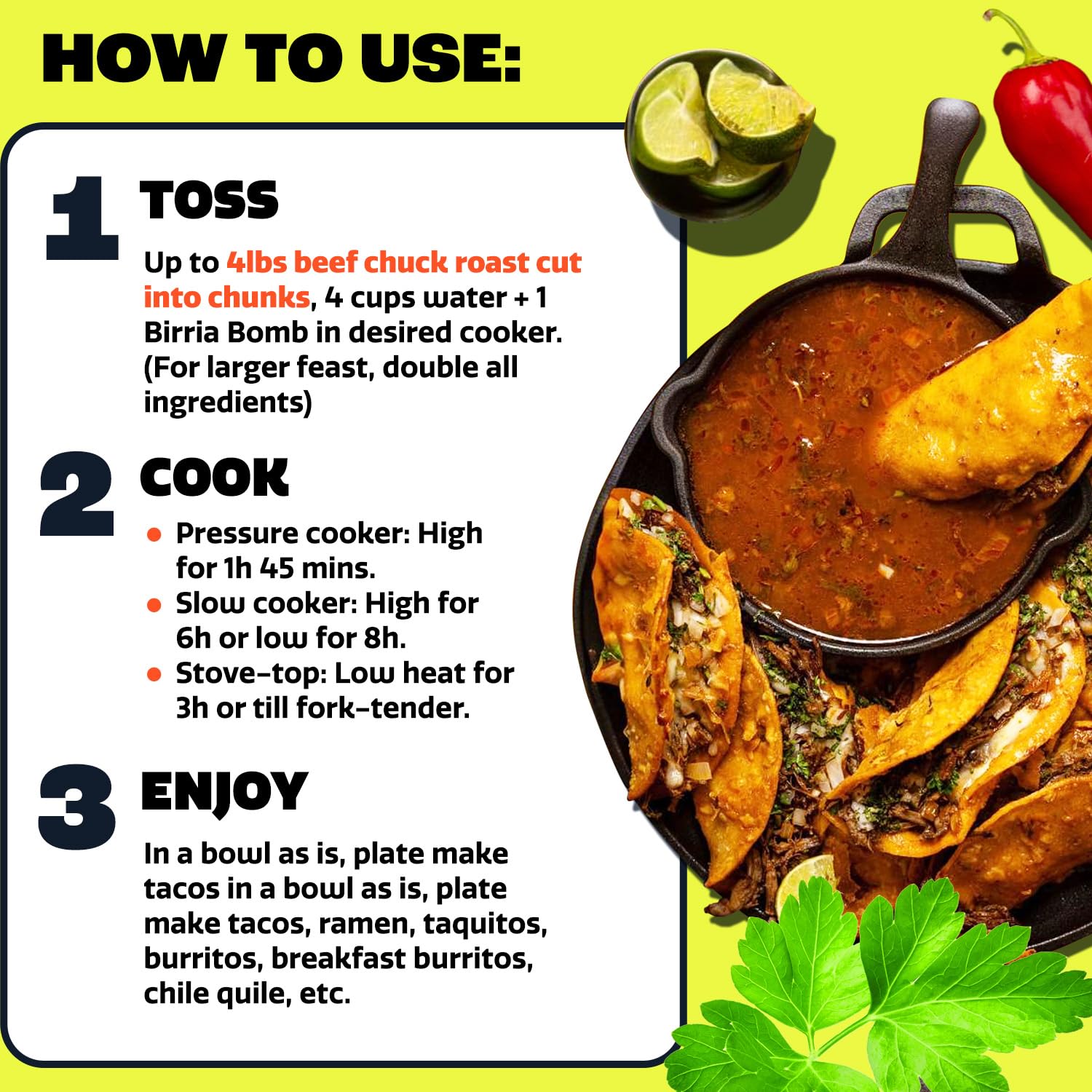 EZ Bombs mezcla de chiles y hierbas que ilustra ingredientes auténticos