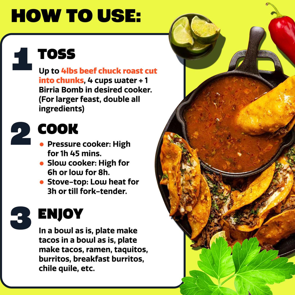EZ Bombs mezcla de chiles y hierbas que ilustra ingredientes auténticos