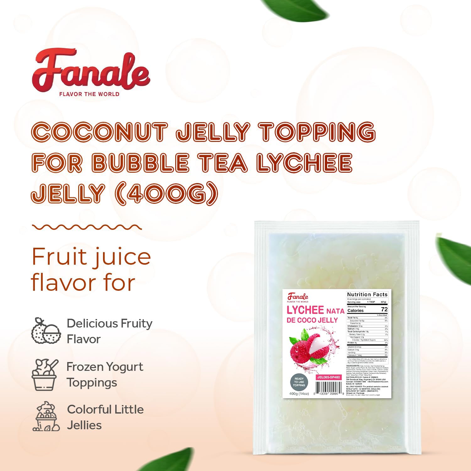 Fanale topping en bubble tea sirviendo un vaso con perlas y nata